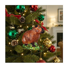 Capivara ornamento vidro soprado árvore Natal