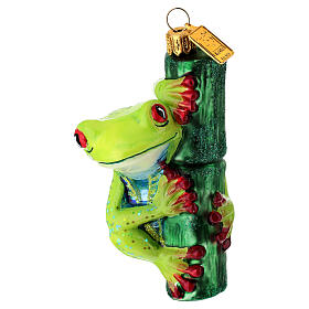 Tropical frog blown glass Christmas tree ornament