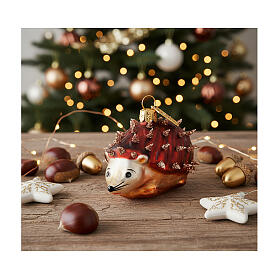 Blown glass hedgehog, Christmas tree ornament