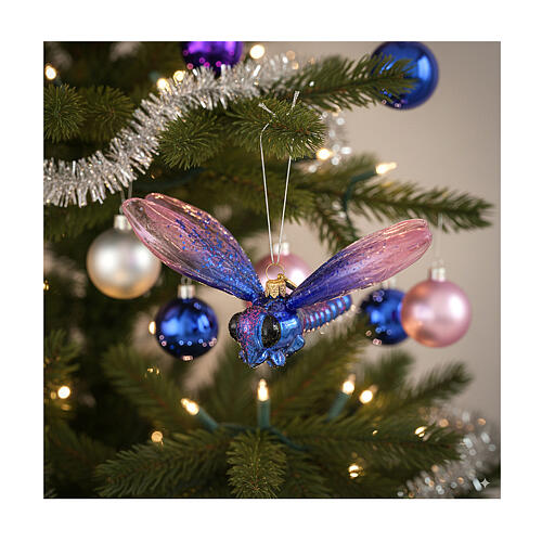 Libellule violette en verre soufflé décoration sapin de Noël 2
