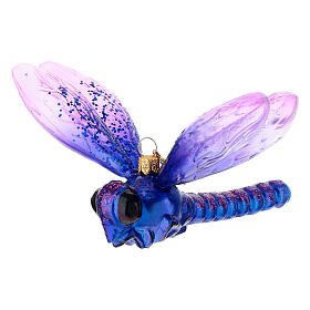 Libellula viola vetro soffiato addobbo albero Natale