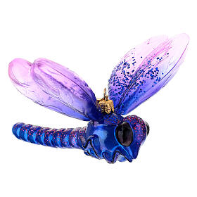 Libellula viola vetro soffiato addobbo albero Natale
