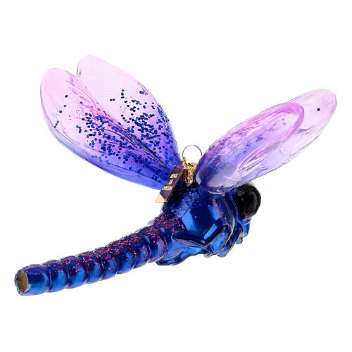 Libellula viola vetro soffiato addobbo albero Natale 4