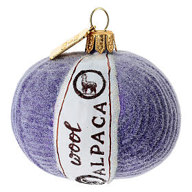 Wollknäuel in Lila, Weihnachtsbaumschmuck aus mundgeblasenem Glas