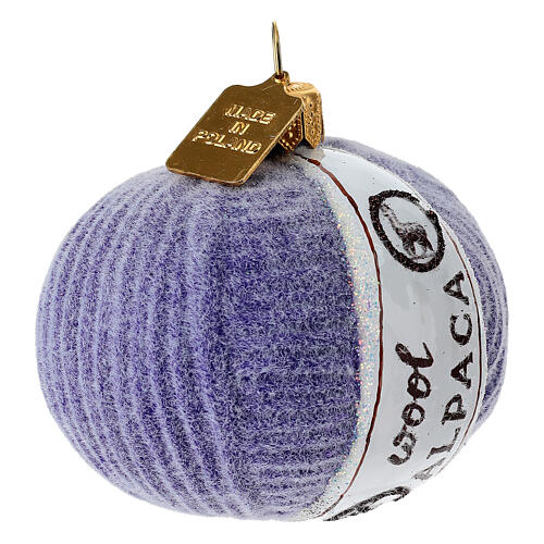 Wollknäuel in Lila, Weihnachtsbaumschmuck aus mundgeblasenem Glas 5
