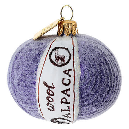 Ovillo de lana lila adorno árbol Navidad vidrio soplado 1