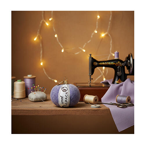 Pelote de laine lilas décoration arbre de Noël verre soufflé 4