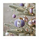 Pelote de laine lilas décoration arbre de Noël verre soufflé s2