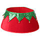 Copribase albero di Natale in tessuto rosso e verde con campanelle 30x40 cm s1