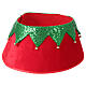 Copribase albero di Natale in tessuto rosso e verde con campanelle 30x40 cm s3