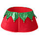 Copribase albero di Natale in tessuto rosso e verde con campanelle 30x40 cm s4