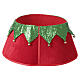Copribase albero di Natale in tessuto rosso e verde con campanelle 30x40 cm s5