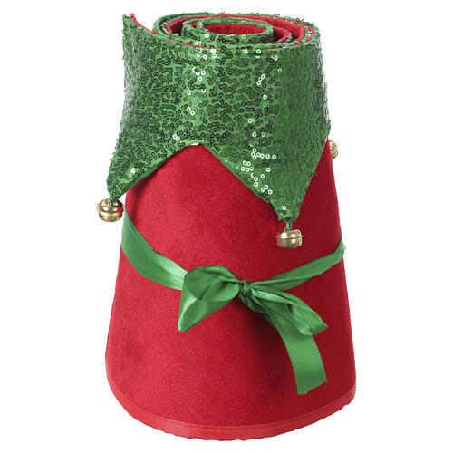 Red and Green Fabric Christmas Tree Skirt with Bells, 30x40 cm 6