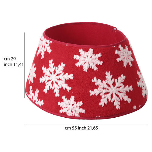 Funda para base de Árbol de Navidad de tela copos de nieve 30x40 cm 3