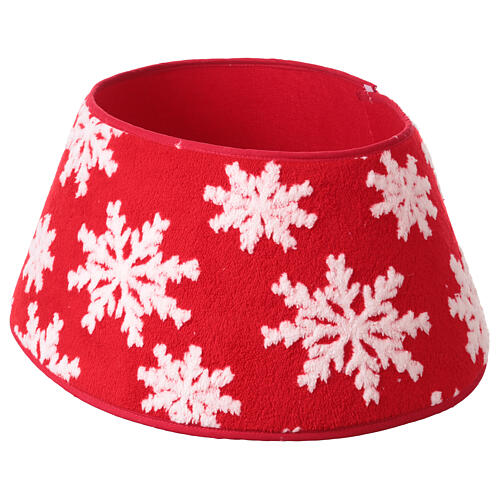 Copribase albero Natale in tessuto fiocchi di neve 30x40 cm 3