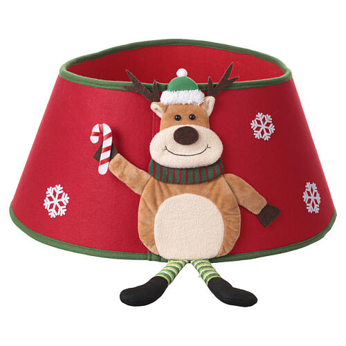 Fabric Christmas tree skirt with reindeer, 12x16 in 1