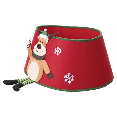 Capa para base árvore de Natal em tecido com rena 30x40 cm 4