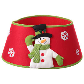 Funda para base árbol de Navidad de tela muñeco de nieve 30x40 cm