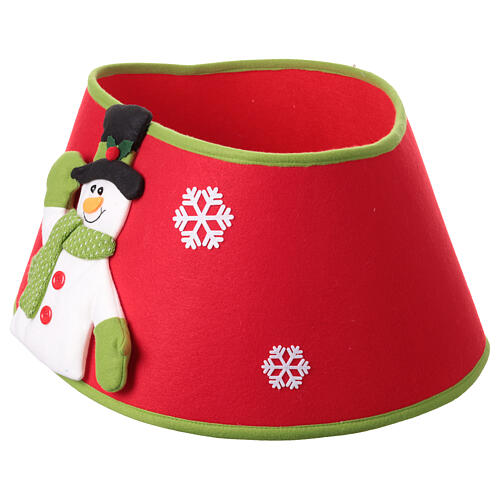 Copribase albero Natale in tessuto pupazzo di neve 30x40 cm 3