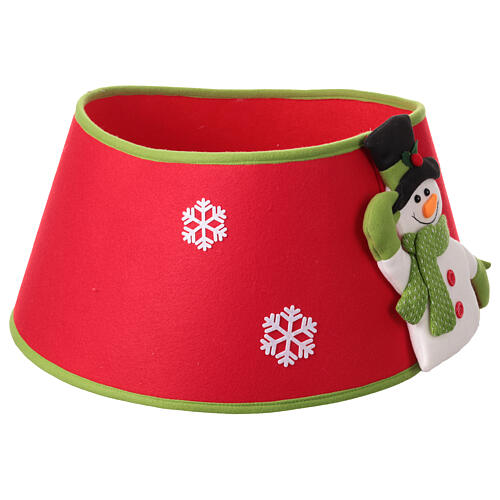 Copribase albero Natale in tessuto pupazzo di neve 30x40 cm 4