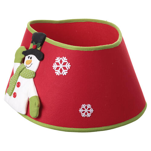 Copribase albero Natale in tessuto pupazzo di neve 30x40 cm 4