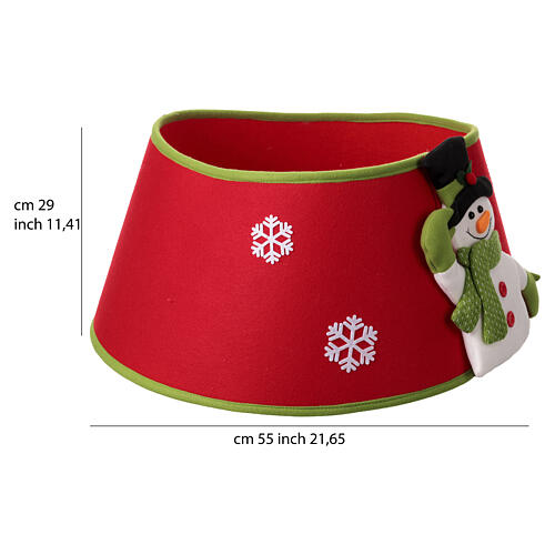 Saia para árvore de Natal em tecido boneco de neve 30x40 cm 3