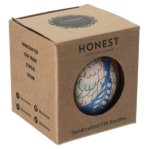 Weihnachtskugel „Engelsflügel“ aus recyceltem Papiermaché, handbemalt – Ø 7,6 cm 4