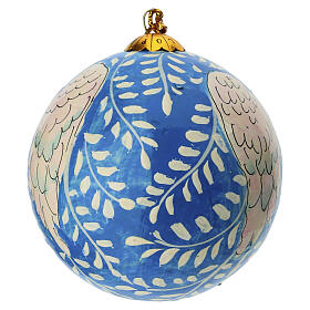 Angel Wings Christmas Bauble 80mm Paper-mache with Bushes