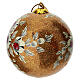 Pallina di natale cartapesta margherite sfondo oro glitterato 80mm s2