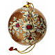 Pallina di natale cartapesta margherite sfondo oro glitterato 80mm s3