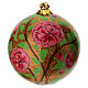 Pallina natalizia cartapesta oro glitterata composizione di rose 80mm s1