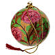 Pallina natalizia cartapesta oro glitterata composizione di rose 80mm s3