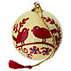 Creamy white papier-mâché ball with birds, 3 in s3