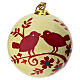 Boule en papier mâché blanc crème 80 mm avec oiseaux s1