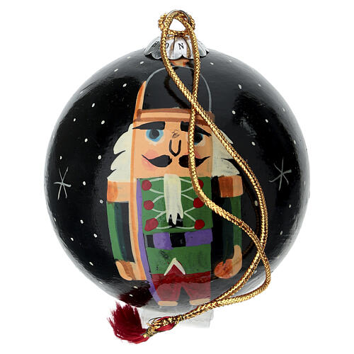 Esfera de Natal de papel machê 80 mm quebra-nozes 3