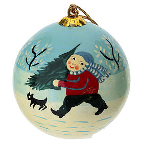 Sfera di natale Golden Boy 80mm papier maché