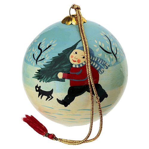 Sfera di natale Golden Boy 80mm papier maché 3