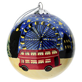 Sfera di Natale 80mm Londra innevata papier maché