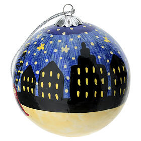 Sfera di Natale 80mm Londra innevata papier maché