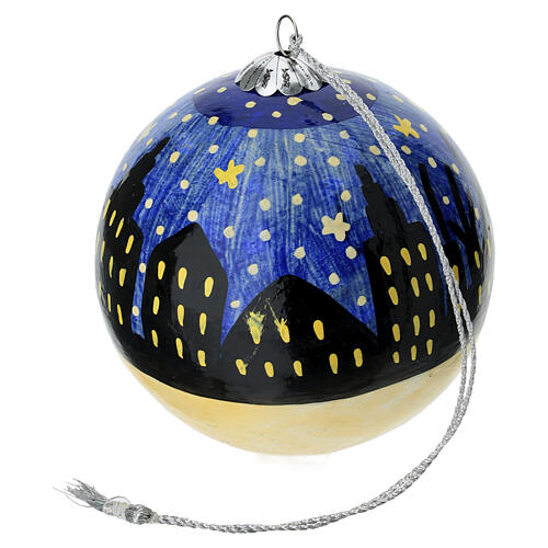 Sfera di Natale 80mm Londra innevata papier maché 3