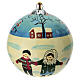 Weihnachtskugel „Winterlandschaft mit Kindern“ aus recyceltem Papiermaché, handbemalt – Ø 7,6 cm s1