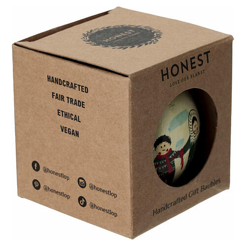 Paisaje nevado con niños 80 mm papel maché 4