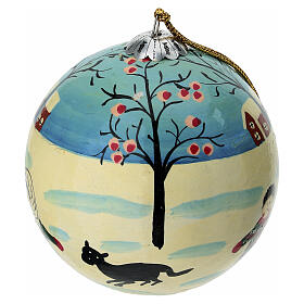 Christmas Ball Snowy Landscape with Children 80mm Paper-mache