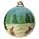 Papier-mâché Christmas ball with snowy landscape and rabbits, 3 in s2