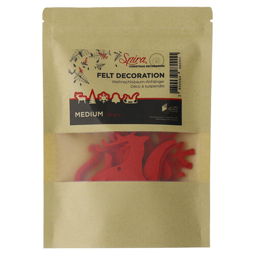 Dekoracje SPIRA Medium z czerwonego filcu, 20 sztuk, na choinkę 4