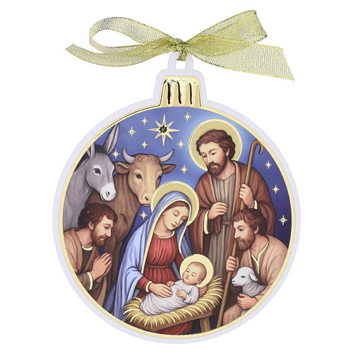Natività con pastori addobbo albero di Natale 15x13 cm Valenti 1