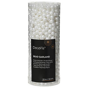 Guirlande de perles de Noël blanc hiver diamètre 8 mm longueur 10 m