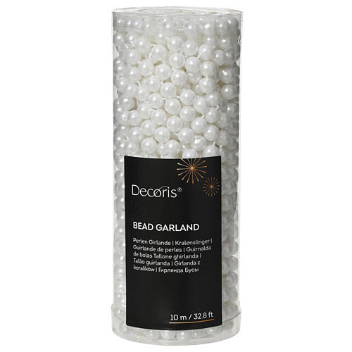 Christmas pearl garland winter white 8 mm diameter, 10 m length 1