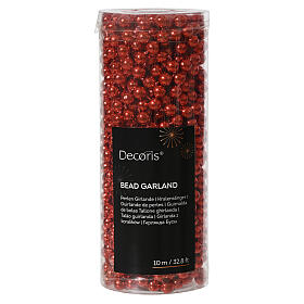 Decorative red Christmas pearl garland 8 mm diameter 10 m long