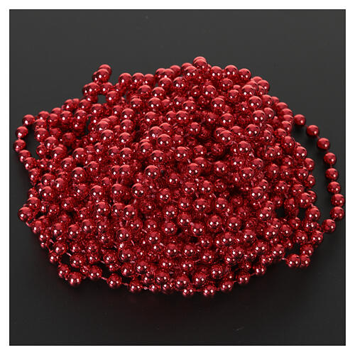 Decorative red Christmas pearl garland 8 mm diameter 10 m long 4